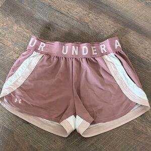 Under Armour Women's Mauve and White Athletic Shorts